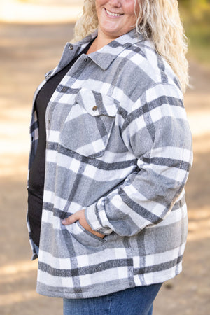 IN STOCK Norah Plaid Shacket - Classic Grey and White | Women's Shacket