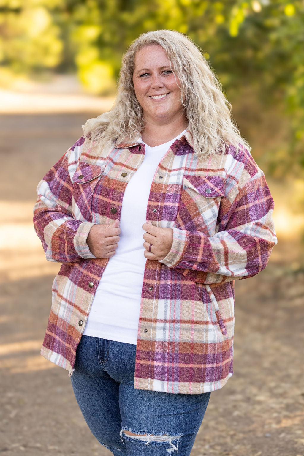 IN STOCK Norah Plaid Shacket - Sunset Plaid