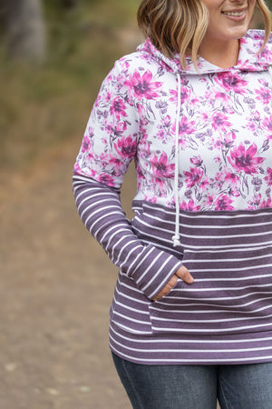 IN STOCK Hailey Pullover Hoodie - Pink Floral and Stripes