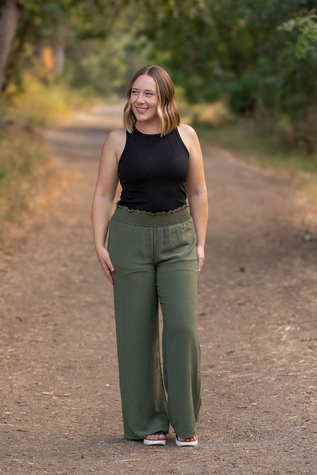 IN STOCK Presley Palazzo Pants - Olive | Women's Wide-Leg Pants