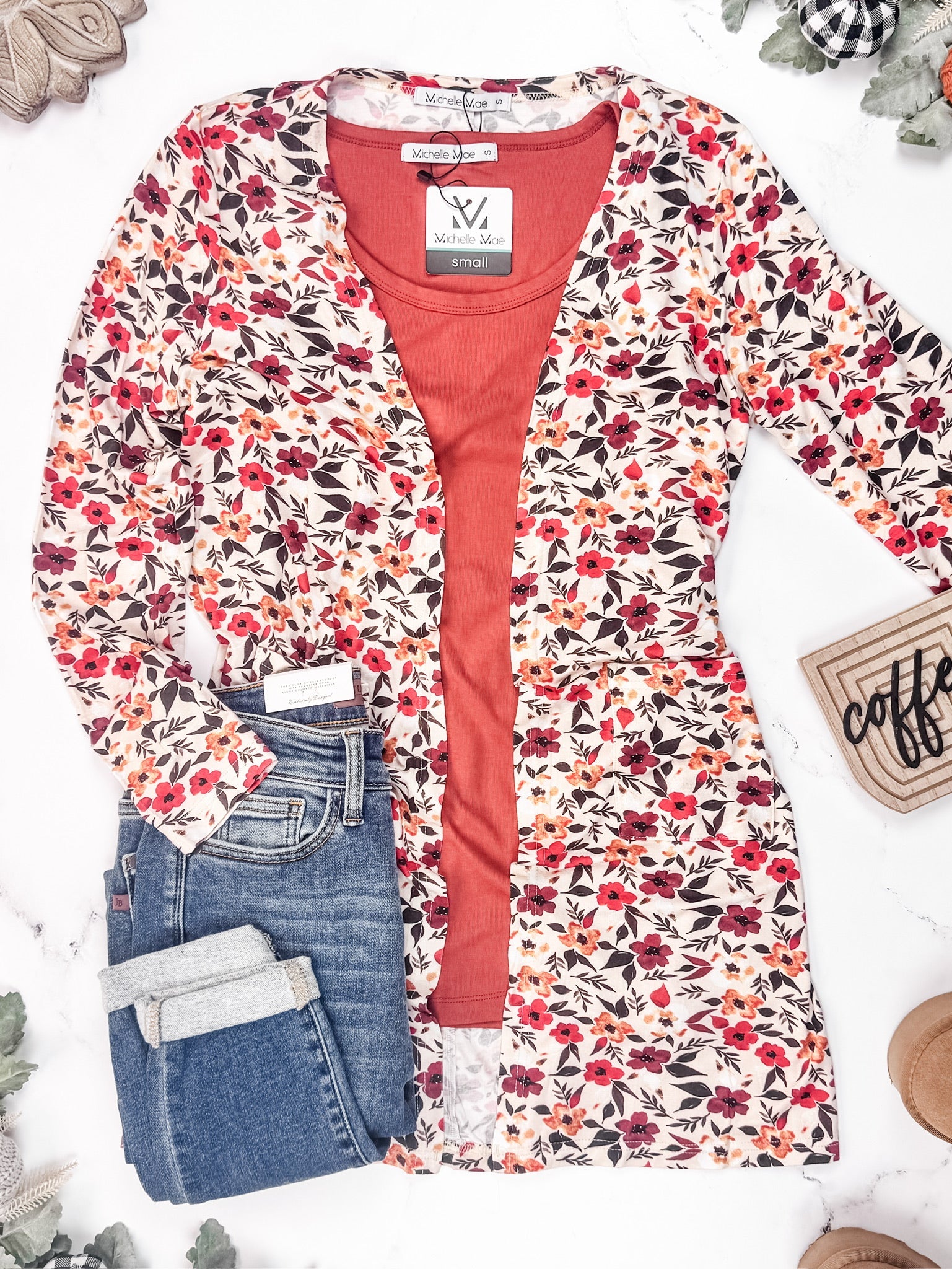 IN STOCK Classic Cardigan - Red Floral