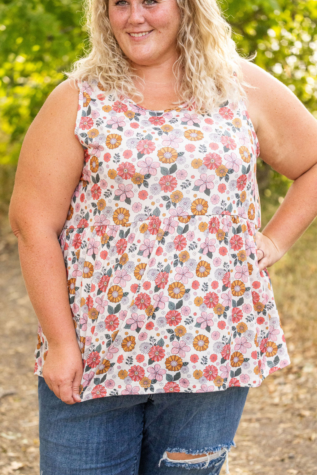 IN STOCK Renee Ruffle Tank - Fall Boho Floral