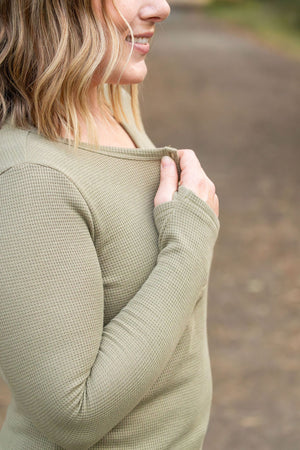 IN STOCK Harper Long Sleeve Henley - Olive | Women's Cozy Shirt