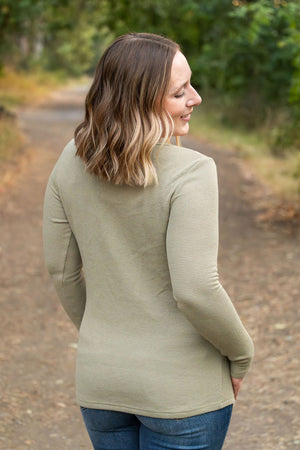 IN STOCK Harper Long Sleeve Henley - Olive | Women's Cozy Shirt