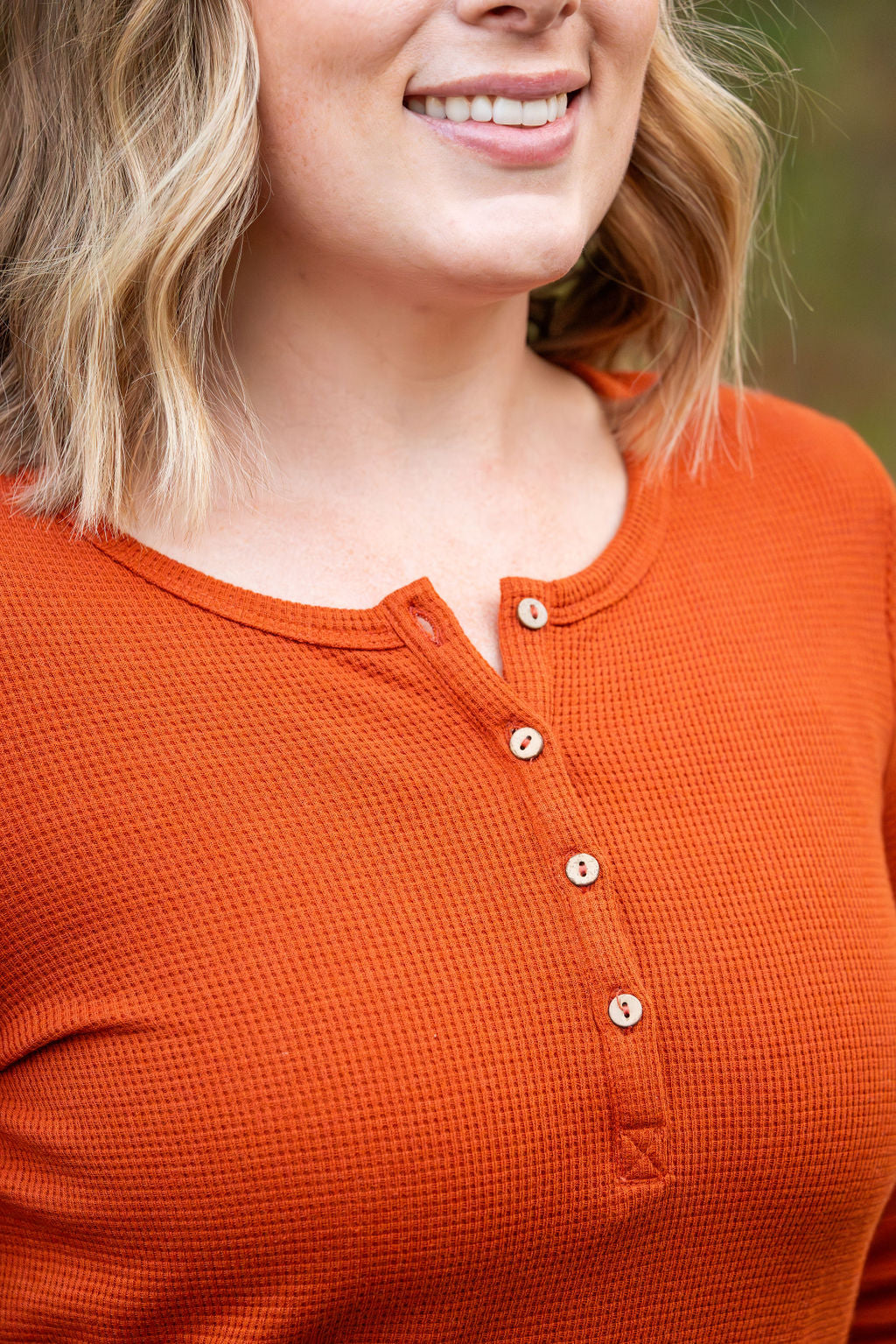 IN STOCK Harper Long Sleeve Henley - Pumpkin | Women's Cozy Shirt