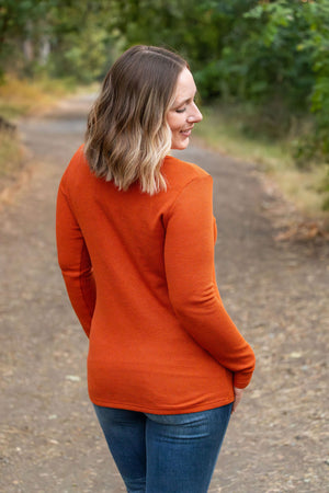 IN STOCK Harper Long Sleeve Henley - Pumpkin | Women's Cozy Shirt