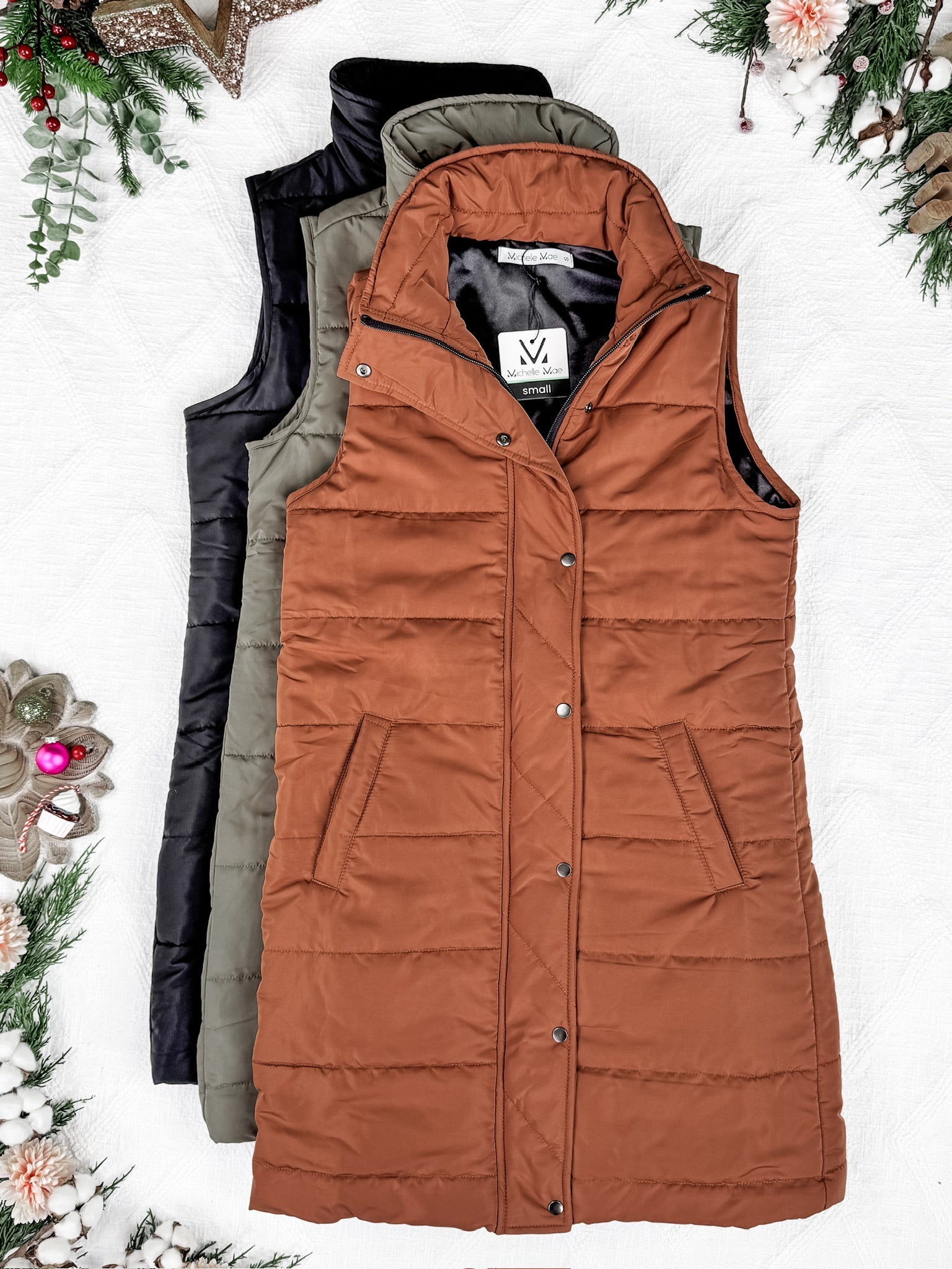 IN STOCK Harlow Long Vest - Cinnamon