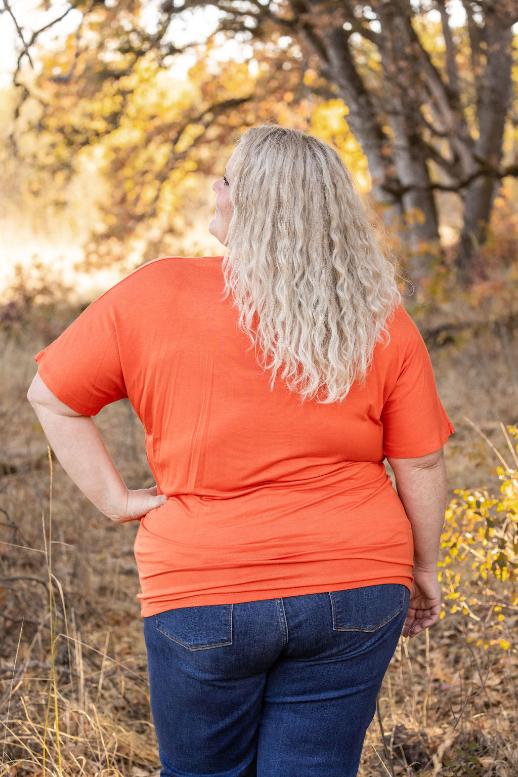 IN STOCK Chloe Cozy Tee - Pumpkin | Women's V-Neck Top