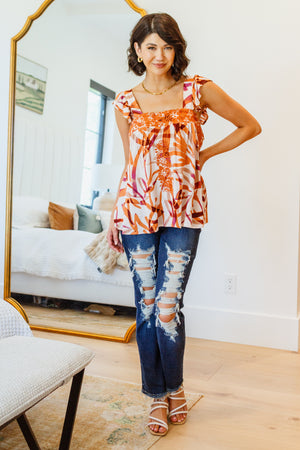 Francesca Embroidered Top in Rust