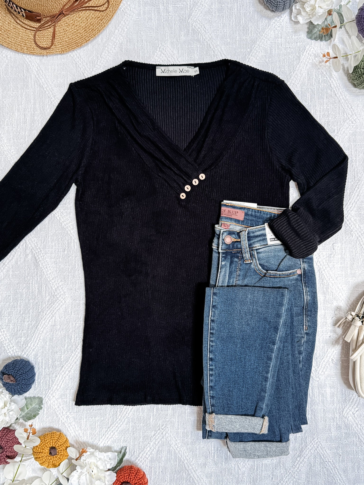 IN STOCK Brooklyn Button Top - Black