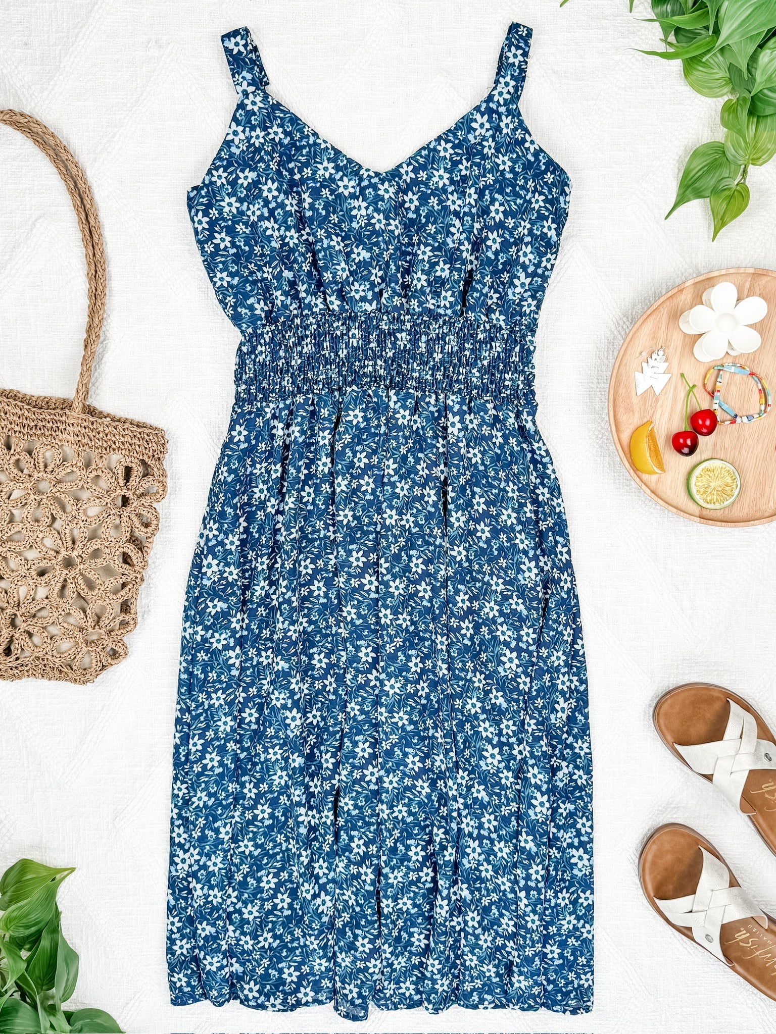 IN STOCK Cassidy Midi Dress - Blue Floral Mix | Summer Dress