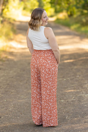 IN STOCK Presley Palazzo Pants - Rust Leaves | Women's Wide-Leg Pants