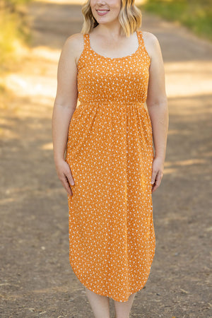 IN STOCK Reagan Ribbed Midi Dress - Pumpkin Floral | Women's Dress