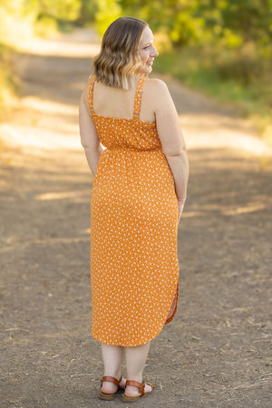 IN STOCK Reagan Ribbed Midi Dress - Pumpkin Floral | Women's Dress