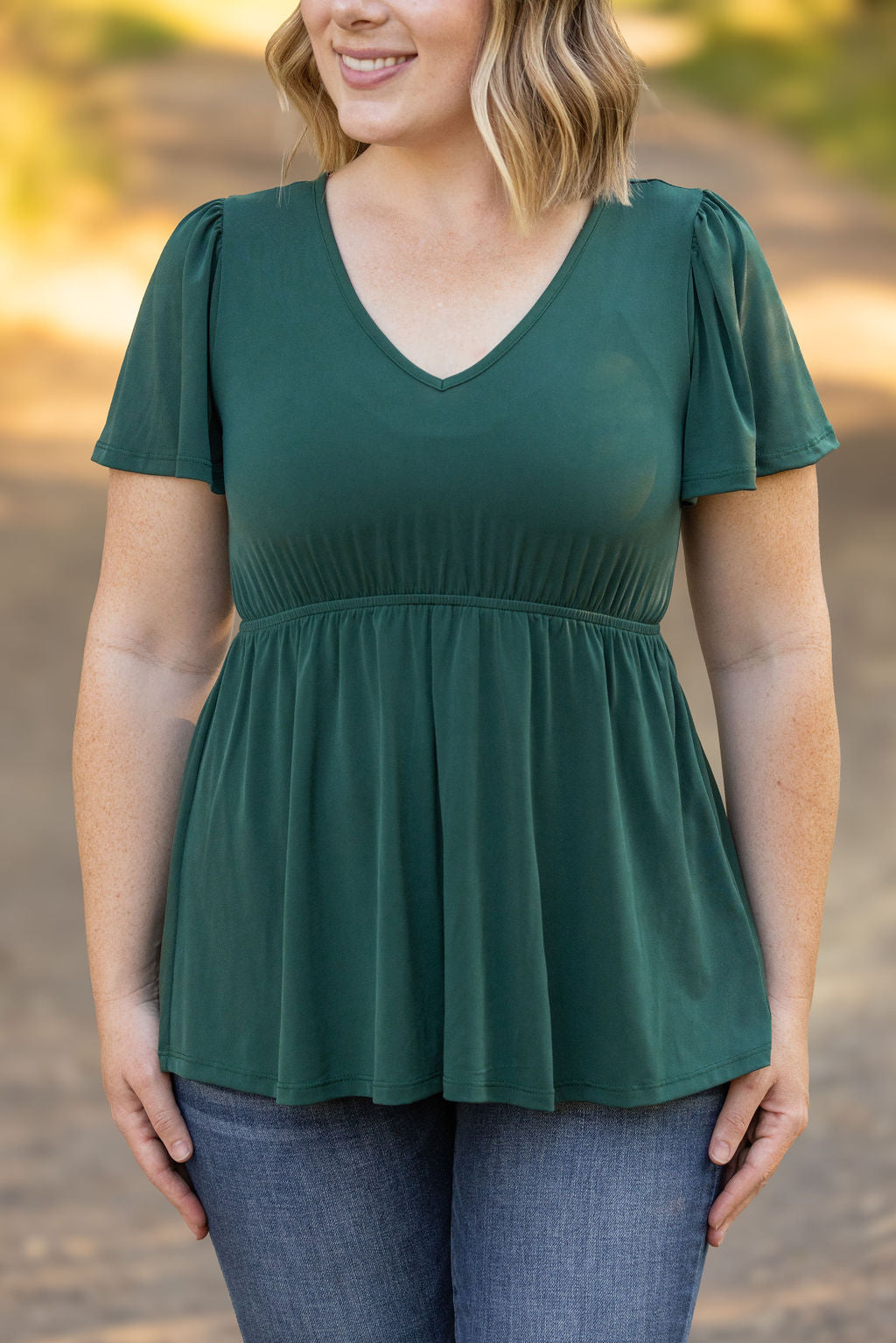 IN STOCK Emery Ruffle Top - Hunter Green | Women's Blouse