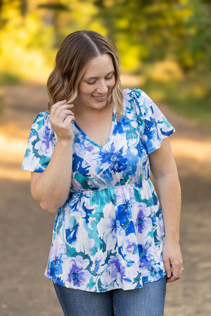 IN STOCK Emery Ruffle Top - Blue Floral | Women's Blouse