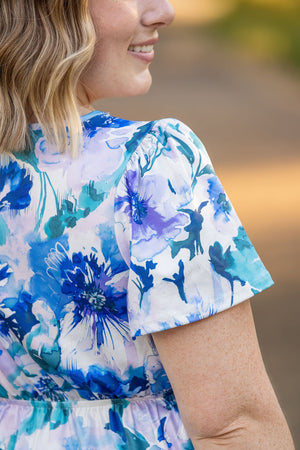 IN STOCK Emery Ruffle Top - Blue Floral | Women's Blouse