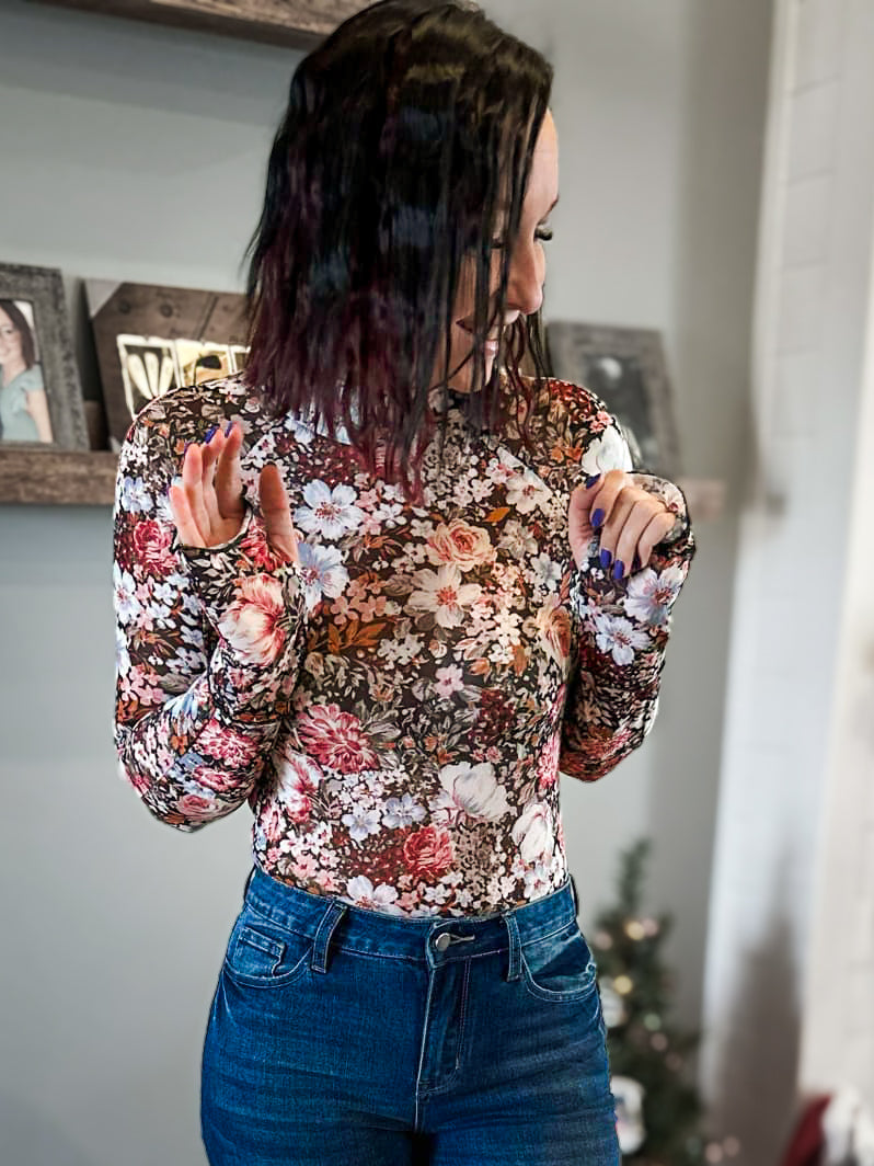 Floral Mesh Top