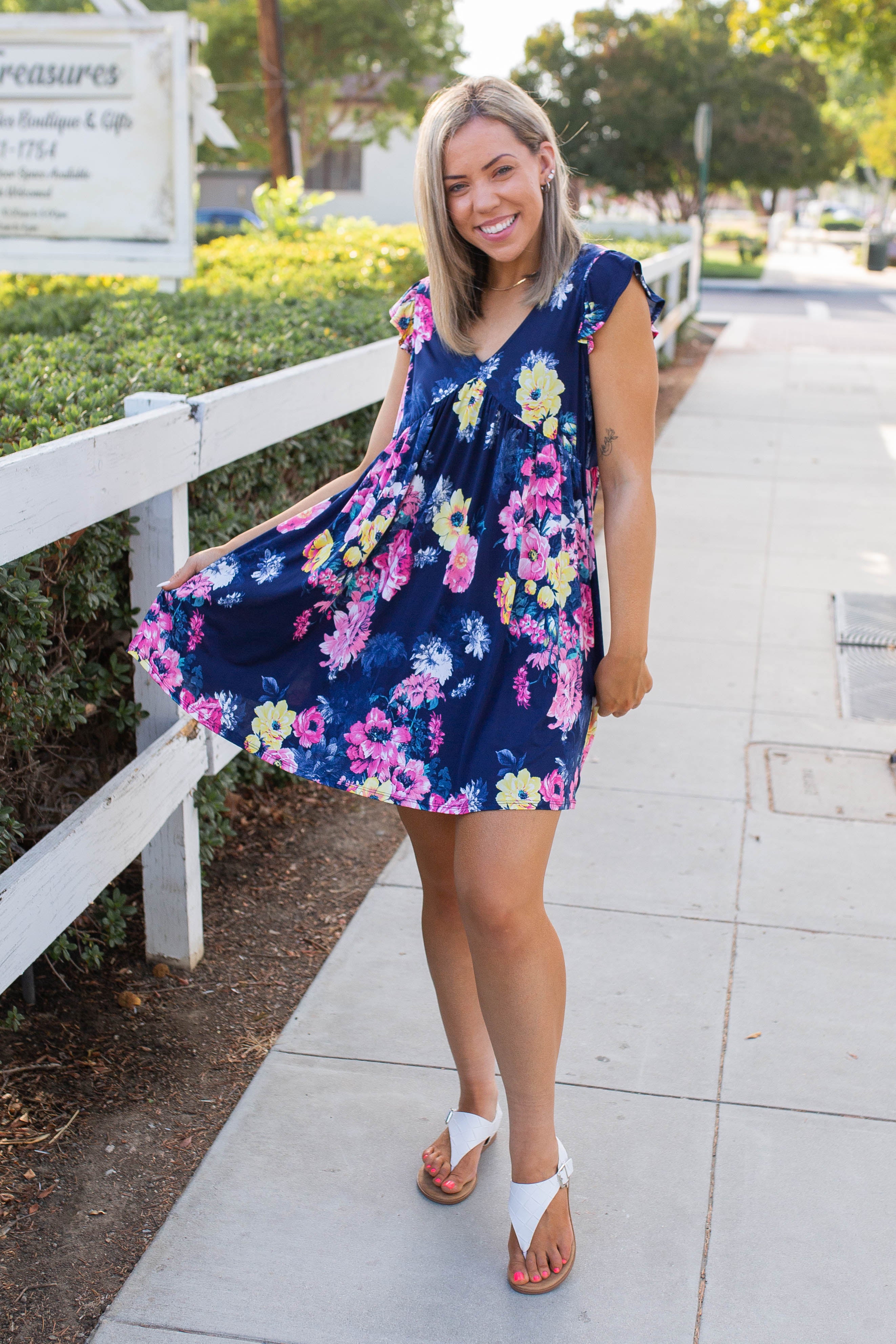 Navy Blooms Summer Dress