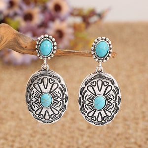 Bohemian Oval Turquoise Dangle Earrings