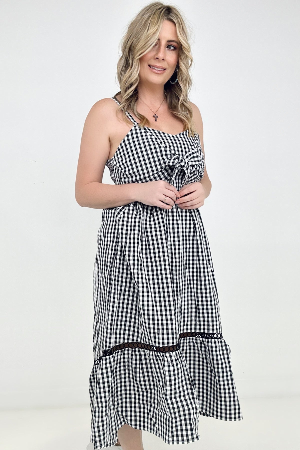 White Birch Sleeveless Plaid Woven Dress