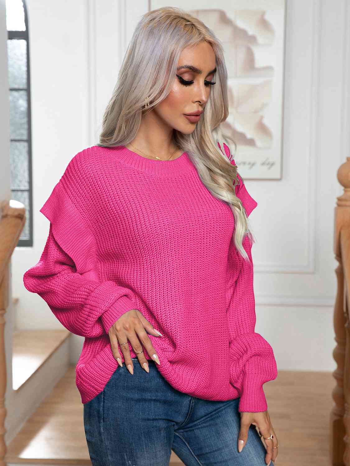 Dropped Shoulder Long Sleeve Sweater