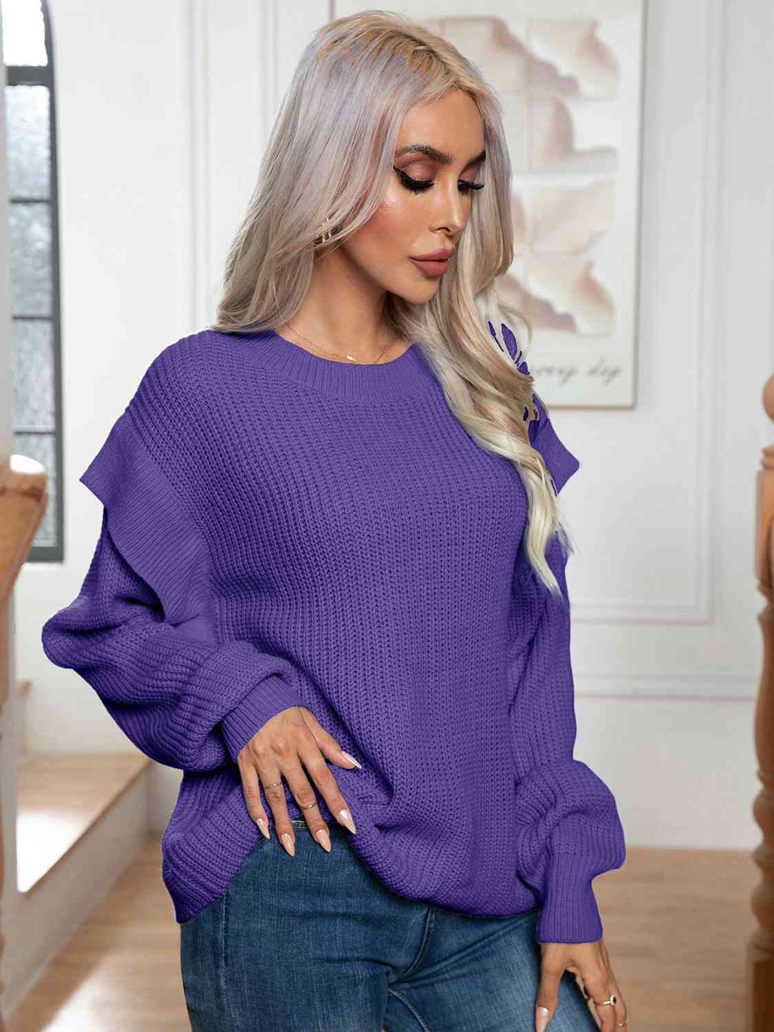 Dropped Shoulder Long Sleeve Sweater