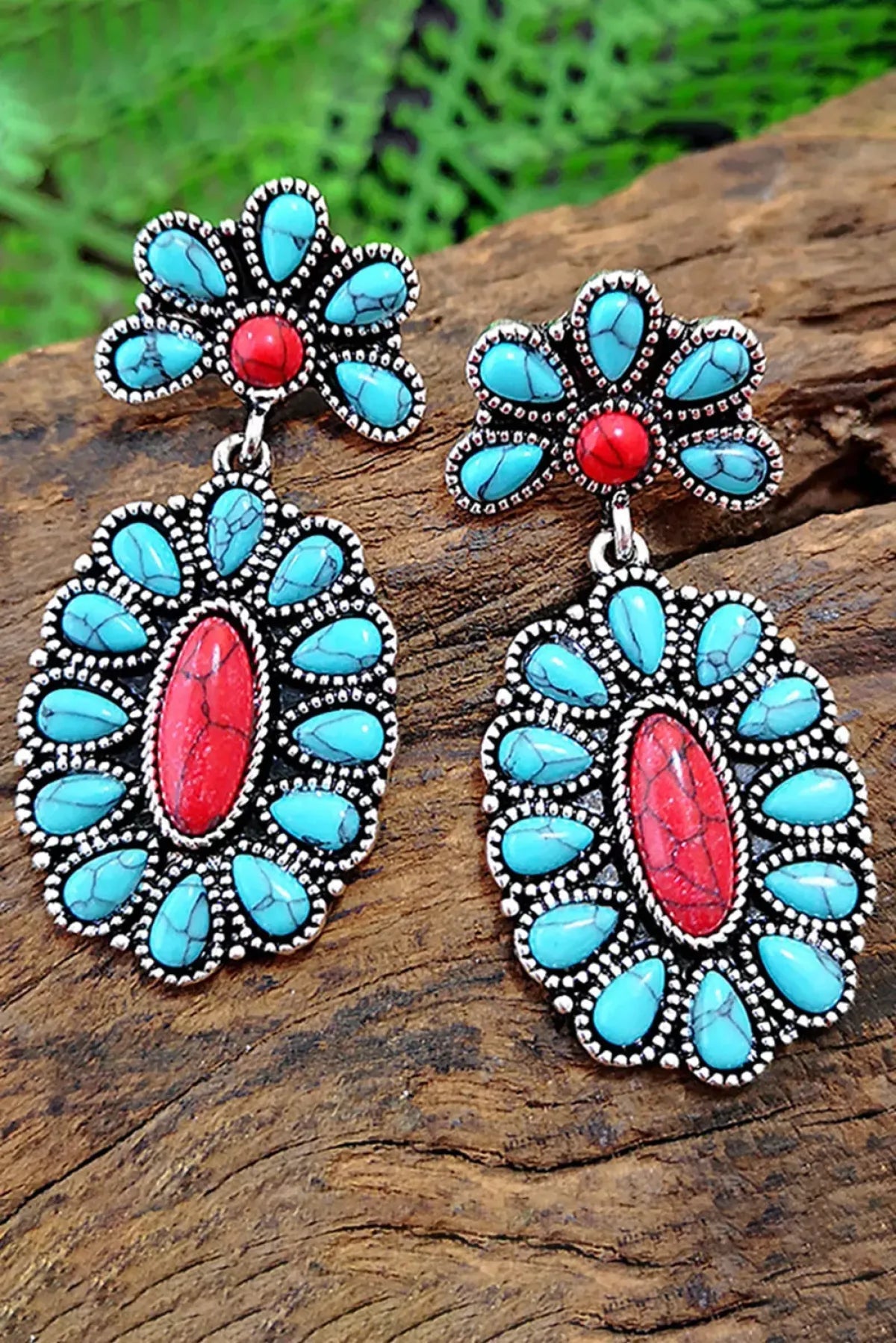 Turquoise Oval Drop Earrings